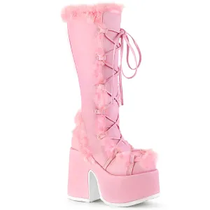 CAMEL-311 Demoniacult Alternative Footwear Women's Pink Calf High Boots