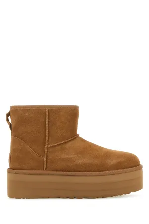 Camel suede Classic Mini Platform ankle boots