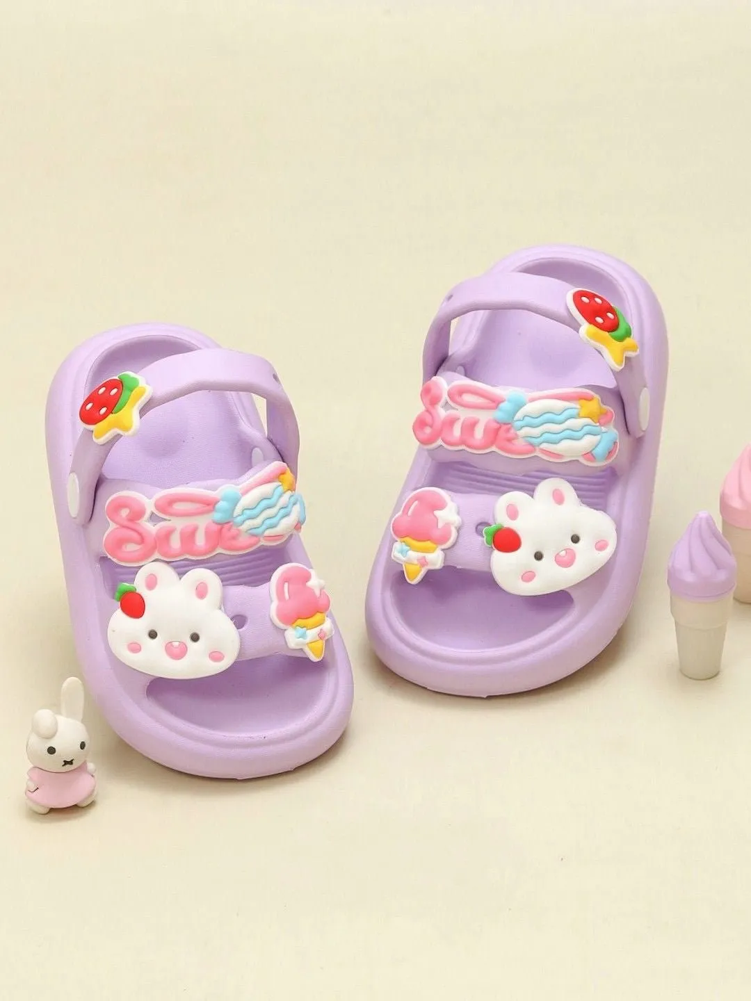 Candy Kingdom Lavender Sandals with Whimsical Dessert Charms for Girls