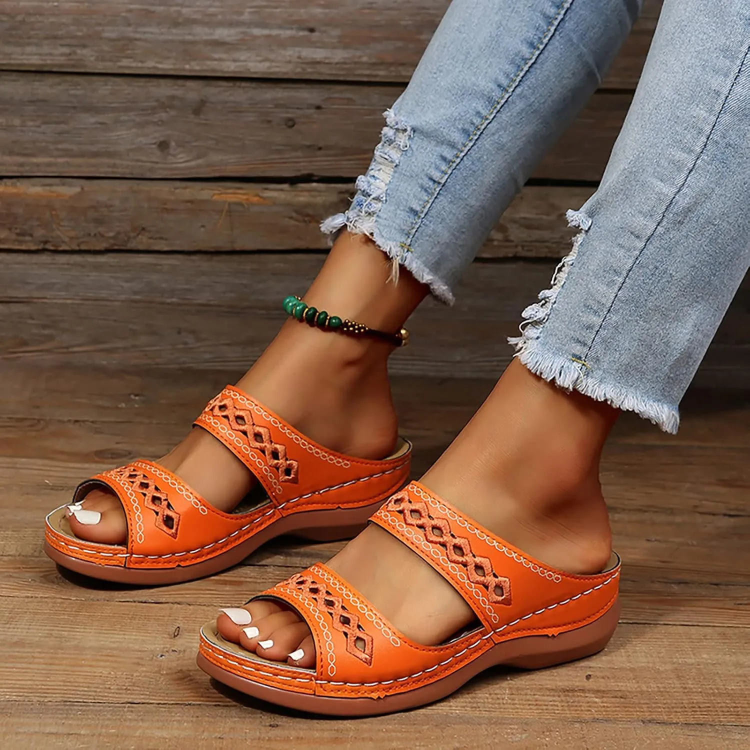 Cathalem Orthopedic Sandals for Women with Arch Support, Womens Summer Dressy Casual Sandals Comfortable Flip Flops Walking Sandals