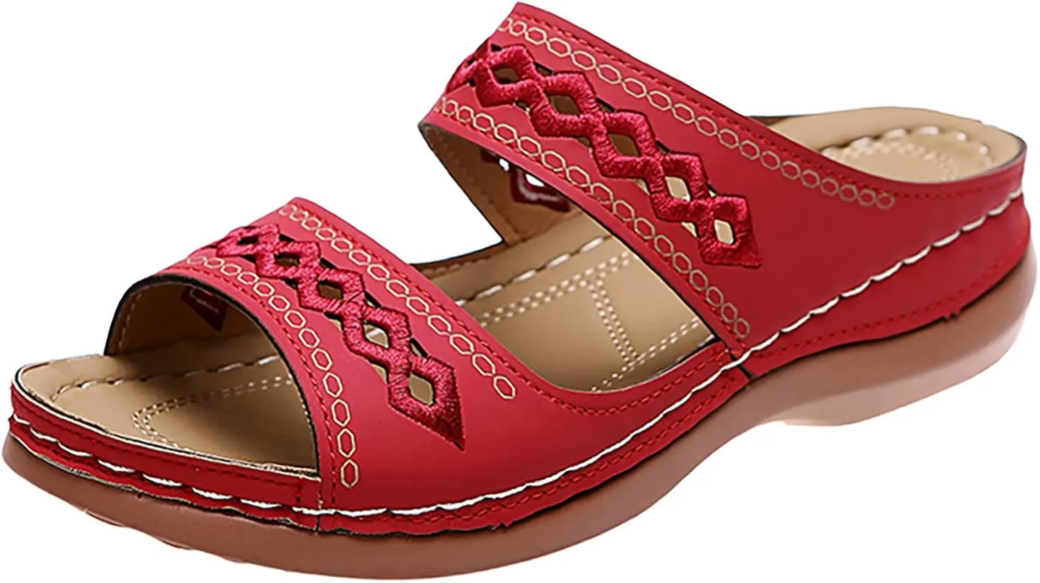 Cathalem Orthopedic Wedge Sandals for Women Summer Dressy Open Toe Ankle Strap Platform Sandals Comfortable Casual Low Wedges Sandals