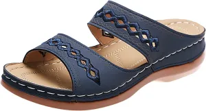 Cathalem Orthopedic Wedge Sandals for Women Summer Dressy Open Toe Ankle Strap Platform Sandals Comfortable Casual Low Wedges Sandals