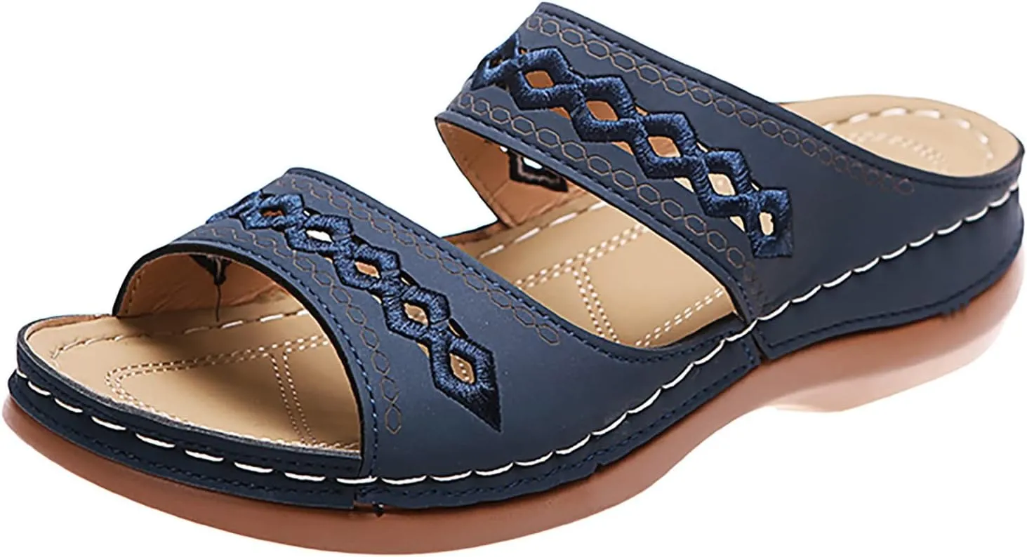 Cathalem Orthopedic Wedge Sandals for Women Summer Dressy Open Toe Ankle Strap Platform Sandals Comfortable Casual Low Wedges Sandals