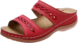 Cathalem Orthopedic Wedge Sandals for Women Summer Dressy Open Toe Ankle Strap Platform Sandals Comfortable Casual Low Wedges Sandals