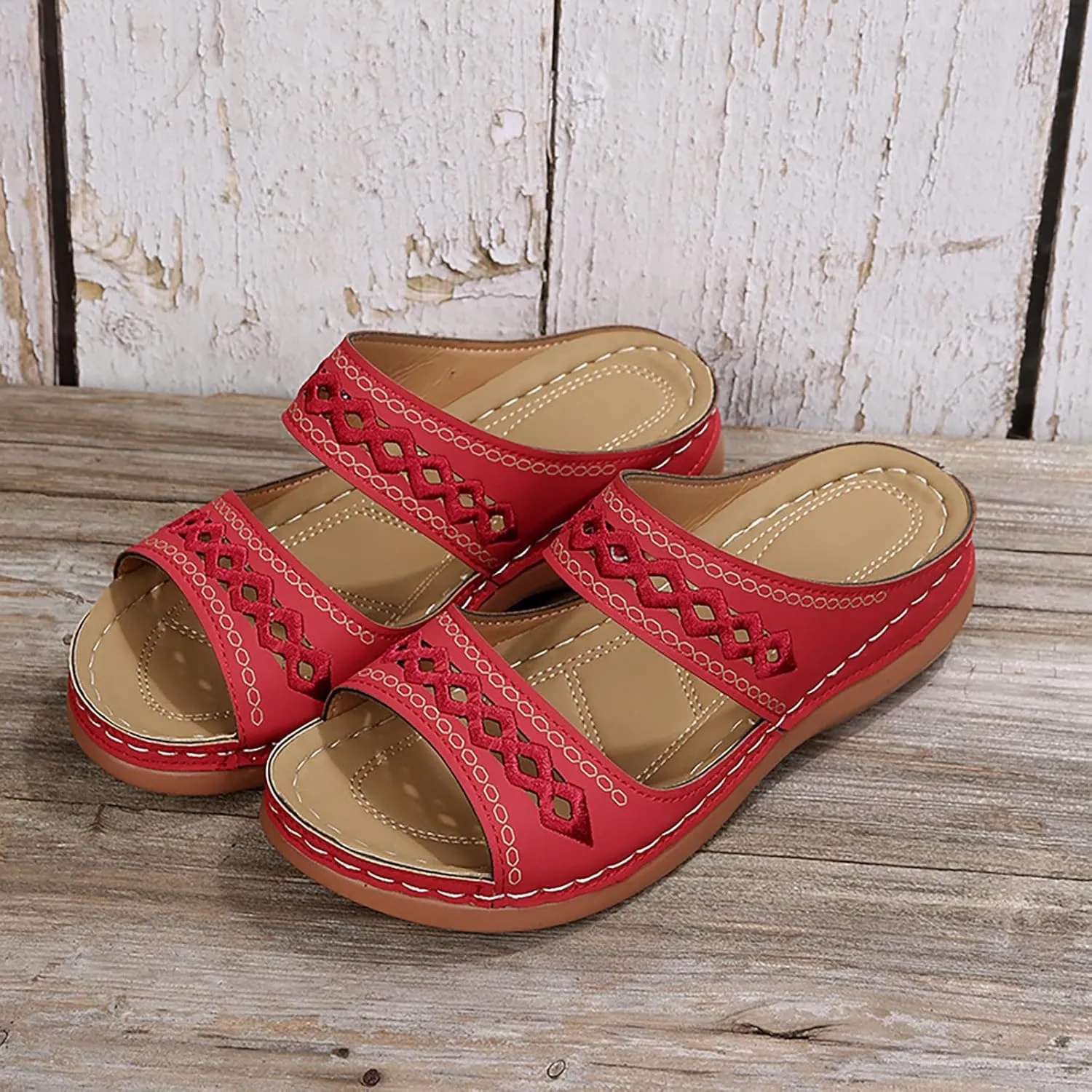 Cathalem Orthopedic Wedge Sandals for Women Summer Dressy Open Toe Ankle Strap Platform Sandals Comfortable Casual Low Wedges Sandals
