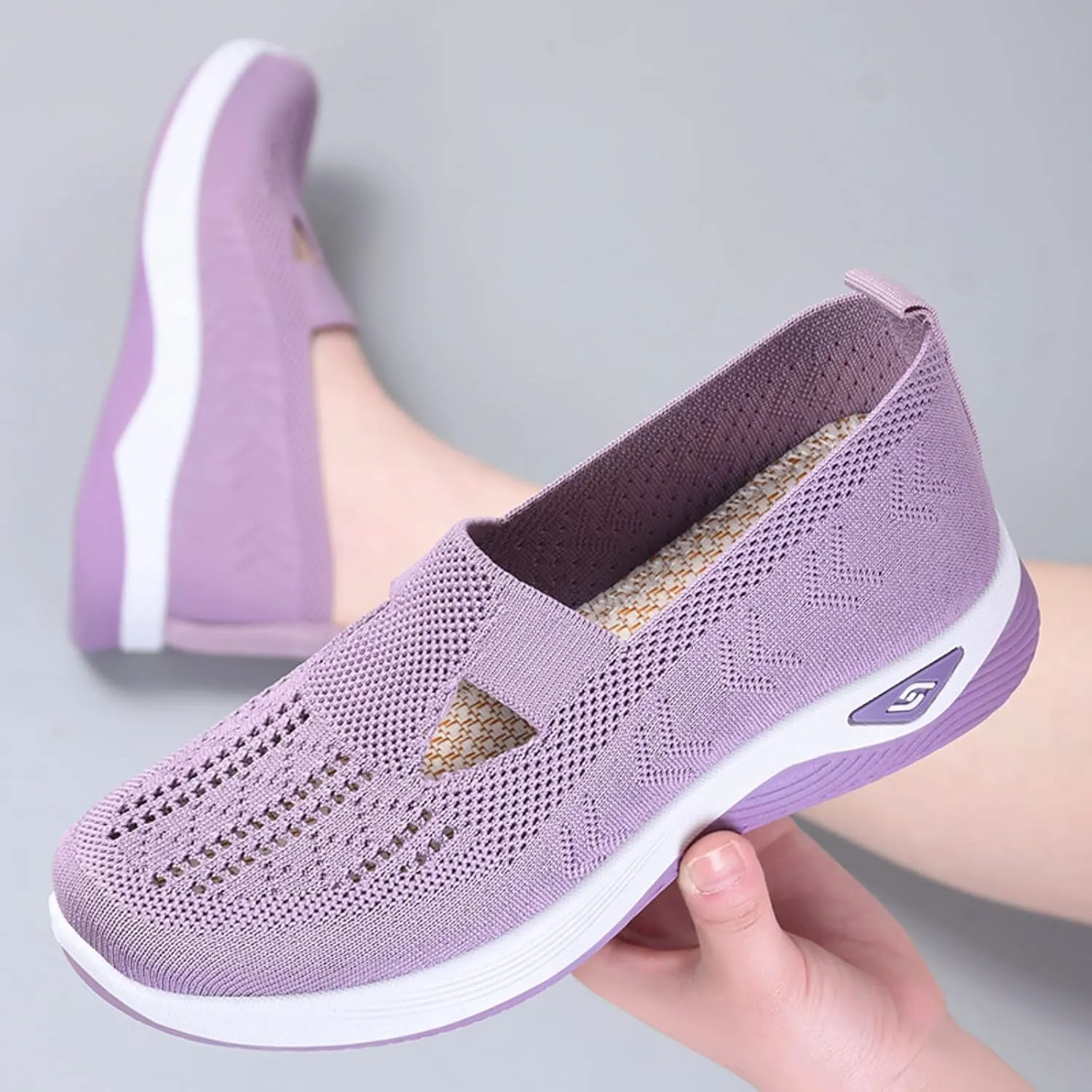Cathalem Platform Sneakers for Women, Walking Slip on Diabetic Foam Shoes Hands Free Slip in Sneakers Arch Support