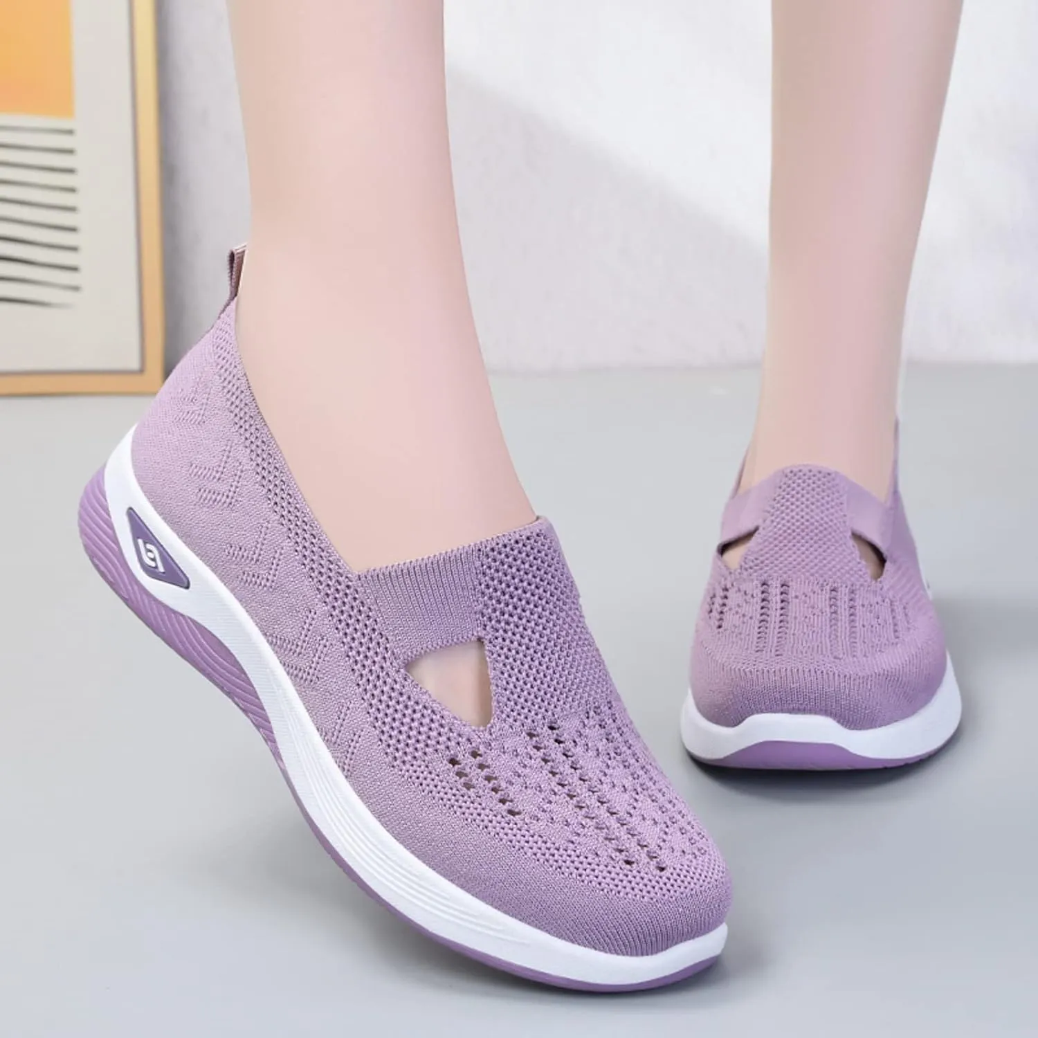 Cathalem Platform Sneakers for Women, Walking Slip on Diabetic Foam Shoes Hands Free Slip in Sneakers Arch Support