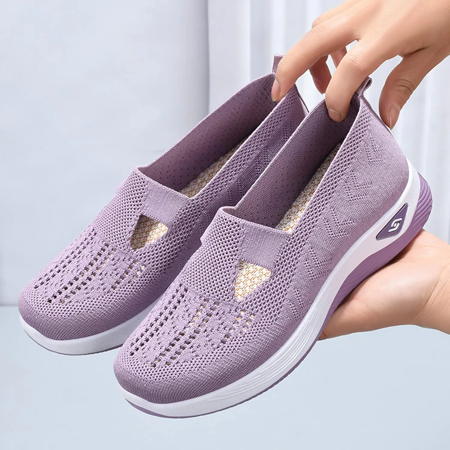 Cathalem Platform Sneakers for Women, Walking Slip on Diabetic Foam Shoes Hands Free Slip in Sneakers Arch Support