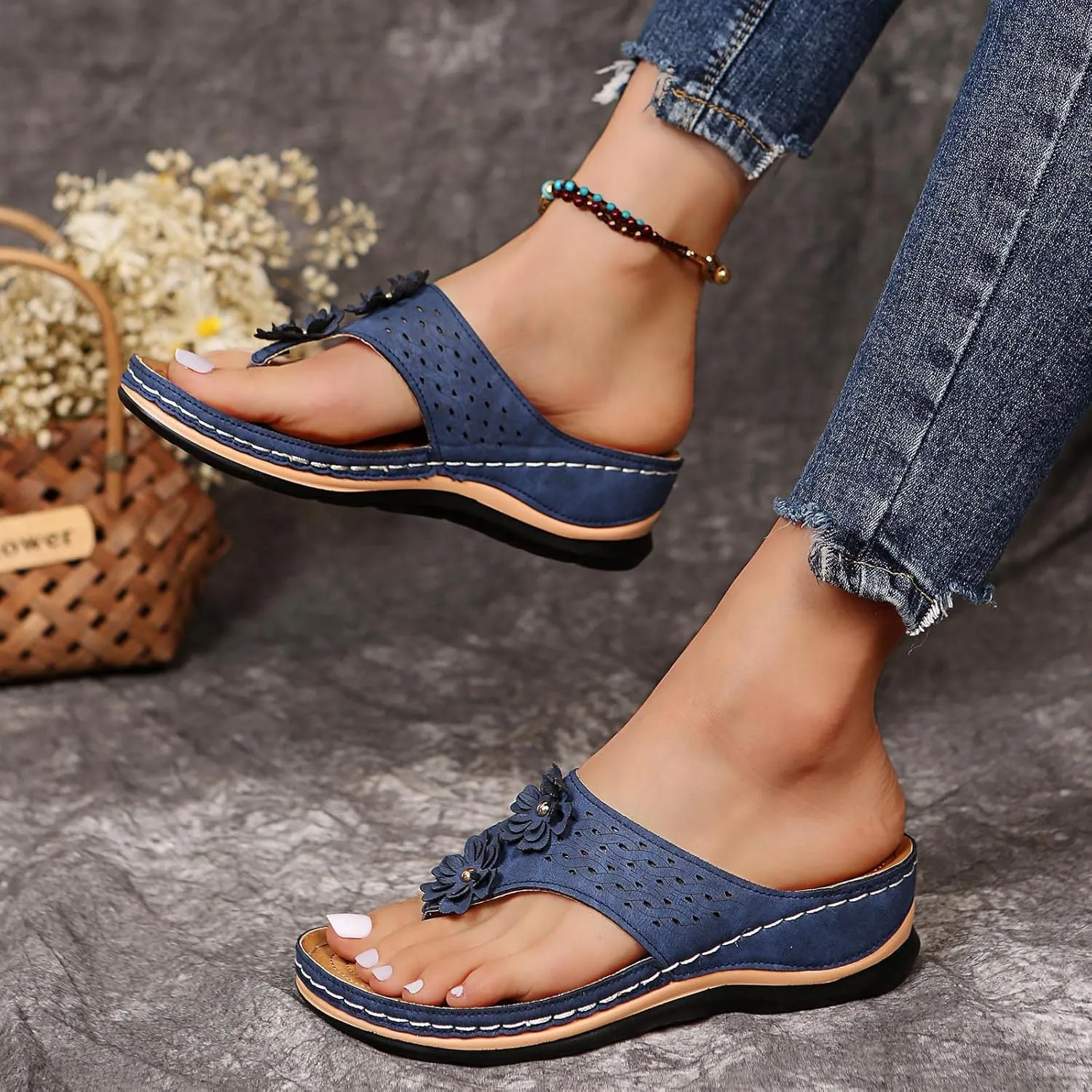 Cathalem Sandals For Women Dressy Casual Fashion Leopard Print Sandals Wedge Sandals Open Toe Flat Sandals
