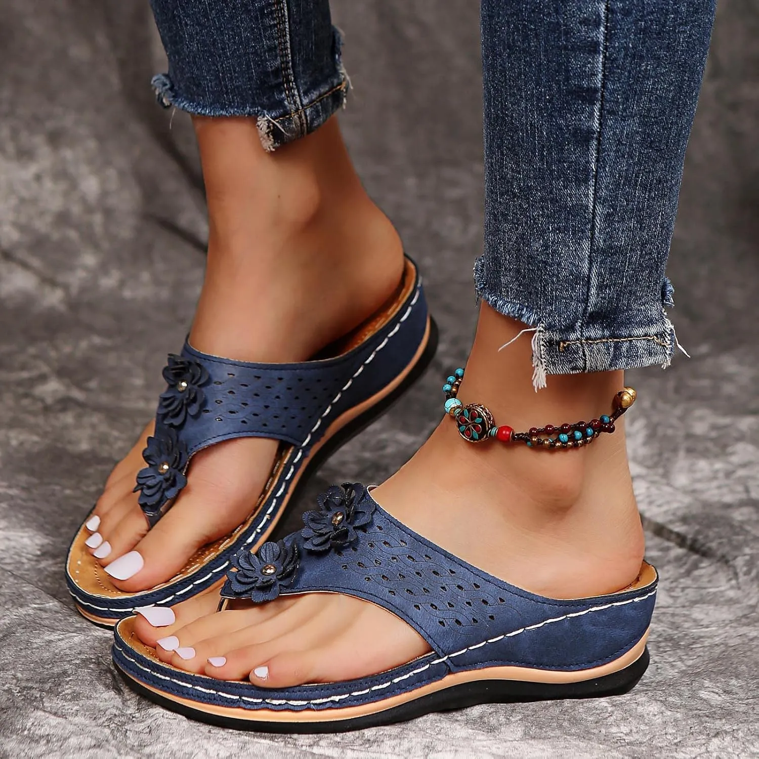 Cathalem Sandals For Women Dressy Casual Fashion Leopard Print Sandals Wedge Sandals Open Toe Flat Sandals