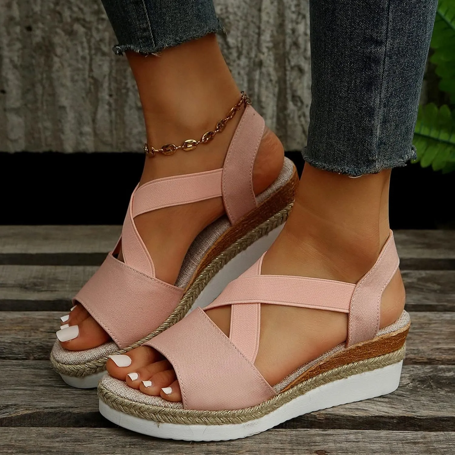 Cathalem Sandals For Women Dressy Casual Fashion Leopard Print Sandals Wedge Sandals Open Toe Flat Sandals