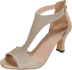 Cathalem Sandals For Women Dressy Summer Sandals Comfortable Dressy Open Toe Chunky High Heel Sandals With Buckle