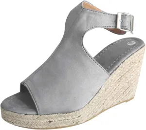 Cathalem Sandals Women Dressy Summer, Womens Espadrille Wedge Sandals Open Toe Ankle Strap Buckle Platform Sandals