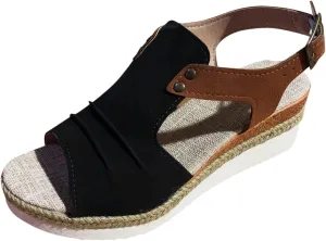 Cathalem Sandals Women Orthopedic Flat Open Toe Ankle Strap Espadrilles Sandals Casual Strappy Slip on Sandals Boho Sandals