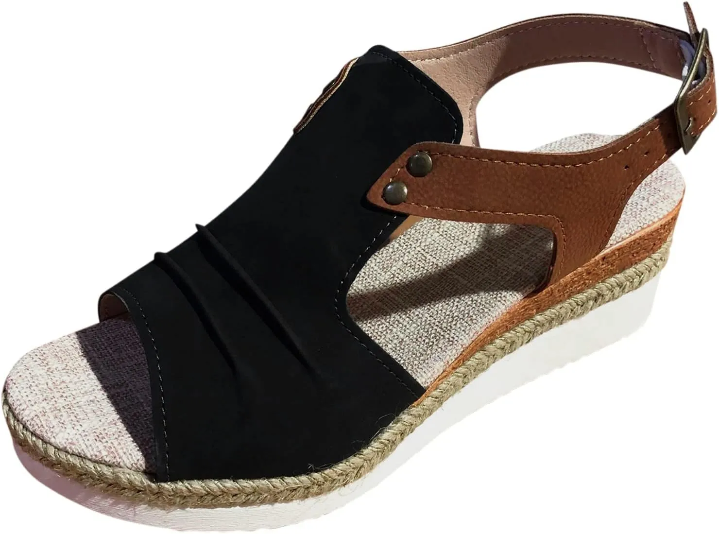 Cathalem Sandals Women Orthopedic Flat Open Toe Ankle Strap Espadrilles Sandals Casual Strappy Slip on Sandals Boho Sandals