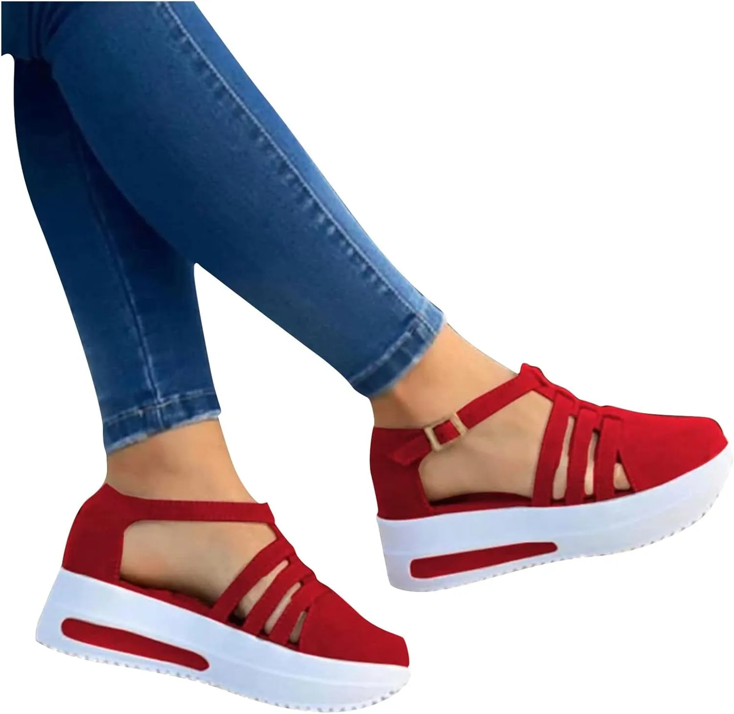 Cathalem Summer Sandals for Women 2024 Casual Closed Toe Sandals Ankle Strap Closed Toe Espadrilles Wedge Sandals