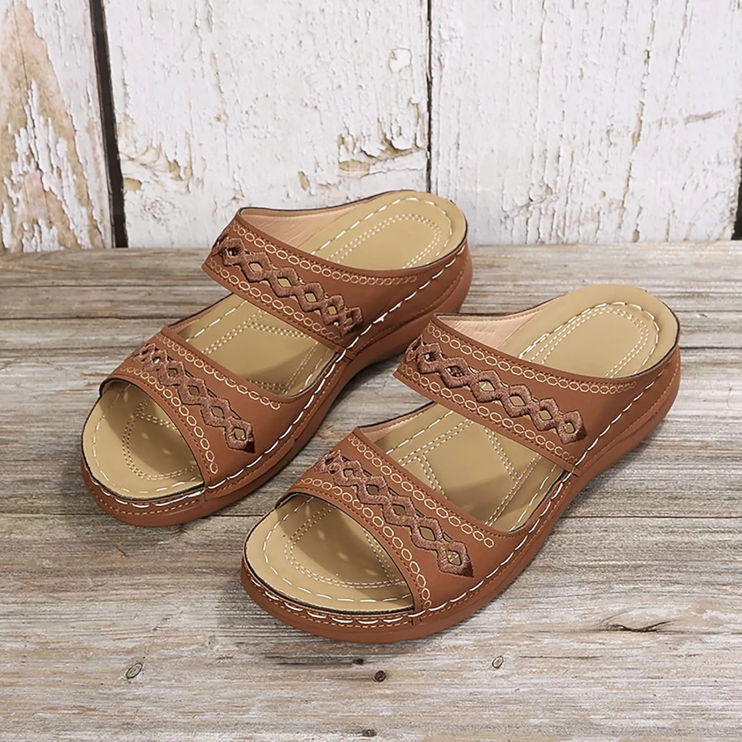 Cathalem Summer Sandals for Women 2024 Comfortable Walking Sandals with Arch Support Fashion Orthotic Slides
