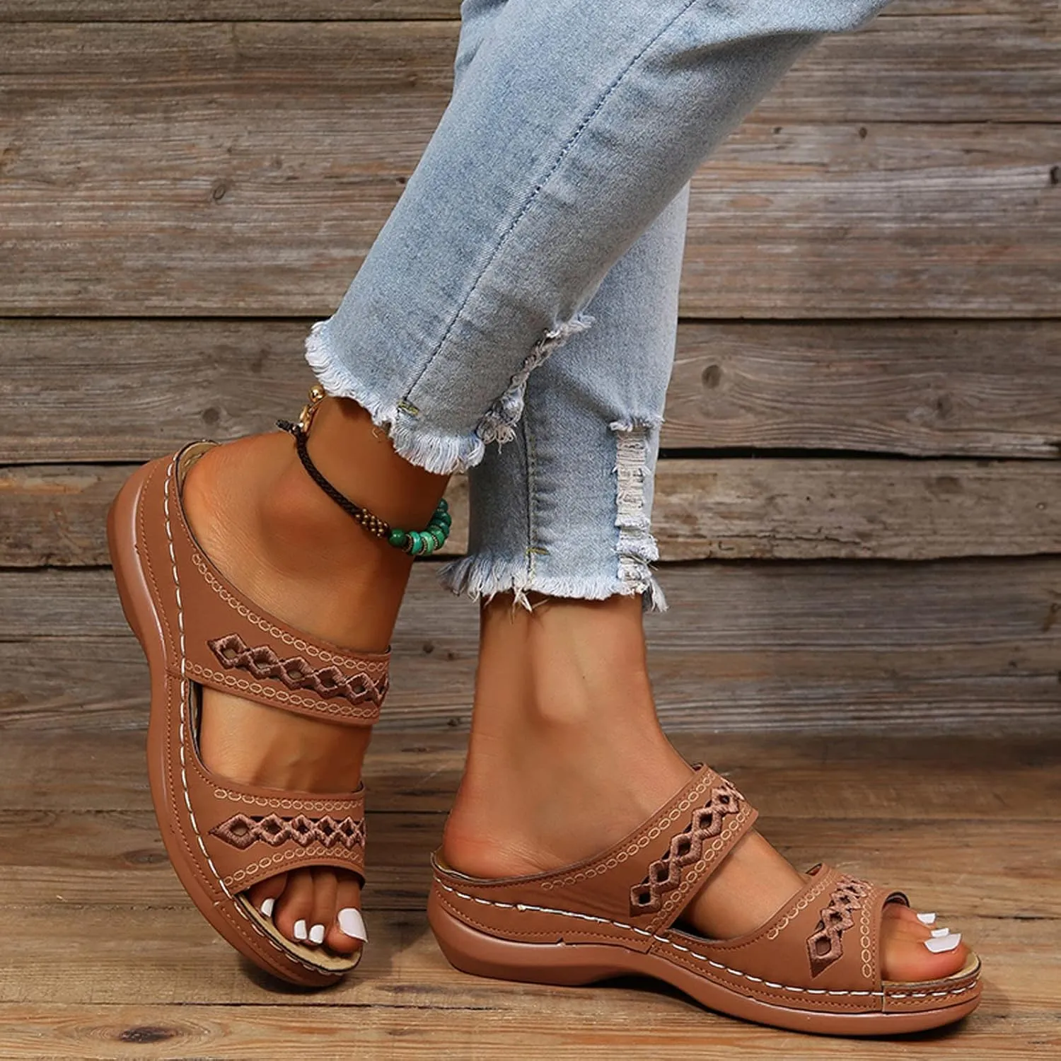 Cathalem Summer Sandals for Women 2024 Comfortable Walking Sandals with Arch Support Fashion Orthotic Slides