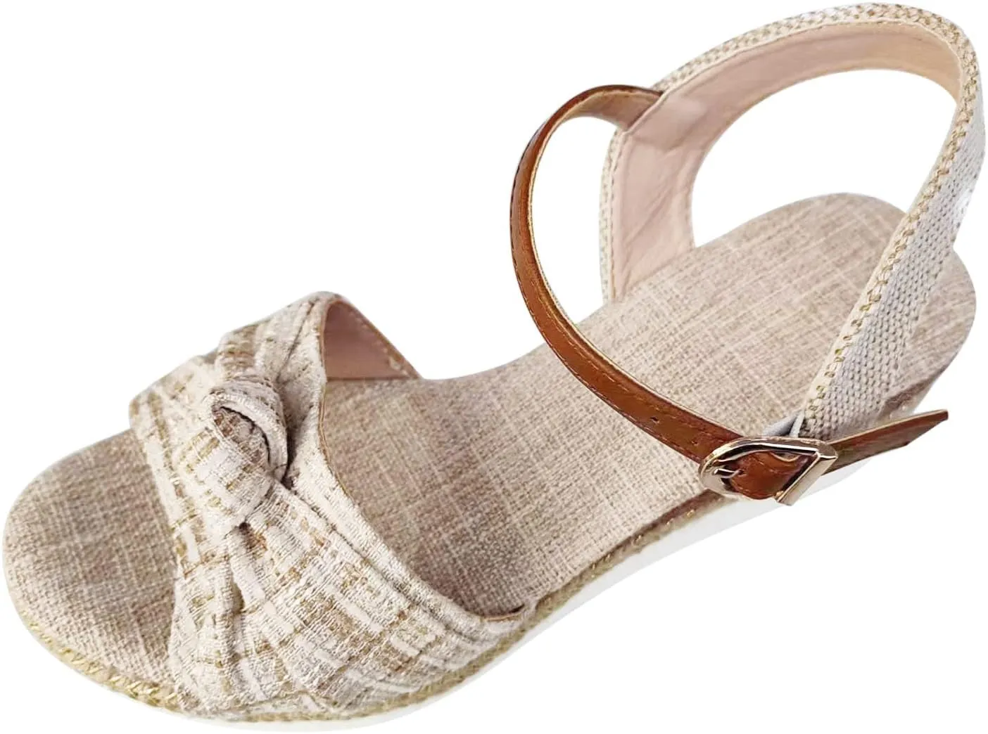 Cathalem Summer Sandals for Women 2024 Dressy Open Toe Ankle Strap Casual Low Heel Slip on Sandals Espadrille Sandals