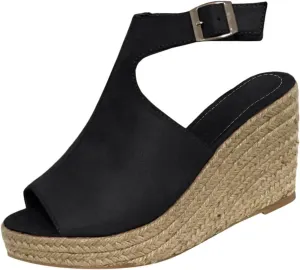 Cathalem Summer Sandals for Women 2024, Womens Espadrille Wedge Sandals Open Toe Ankle Strap Buckle Platform Sandals