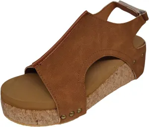 Cathalem Summer Sandals for Women 2024, Womens Open Toe Espadrilles Platform Sandals Buckle Ankle Strap Wedge Sandals