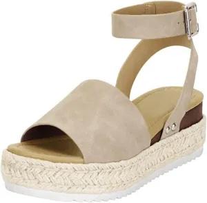Cathalem Summer Sandals for Women 2025 Flat Open Toe Ankle Strap Espadrilles Flatform Platform Wedge Sandals Women