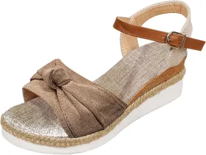 Cathalem Wedge Sandals for Women Open Toe Ankle Strap Platform Sandals Casual Strappy Low Wedges Slip on Sandals