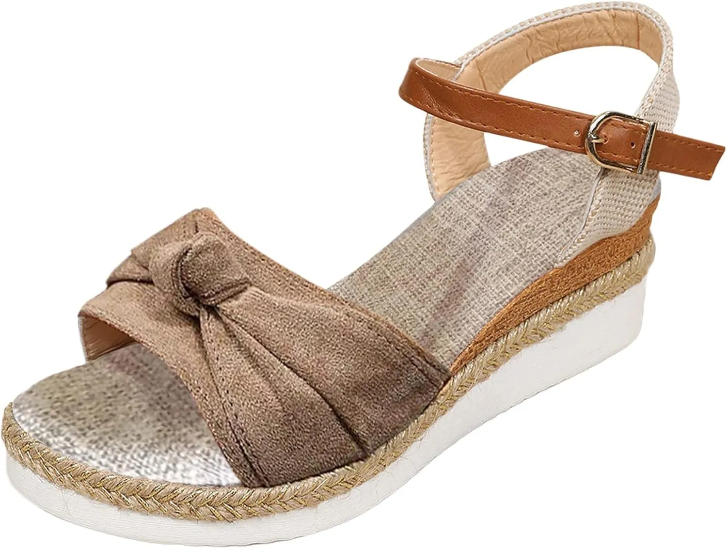 Cathalem Wedge Sandals for Women Open Toe Ankle Strap Platform Sandals Casual Strappy Low Wedges Slip on Sandals
