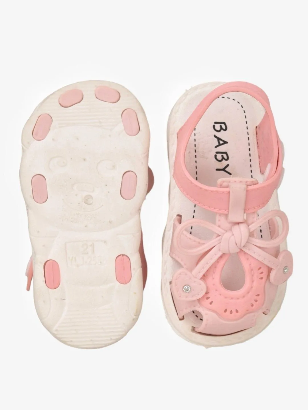Charming Pink Bow Sandals with Glitter Accents For Girls