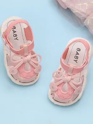 Charming Pink Bow Sandals with Glitter Accents For Girls