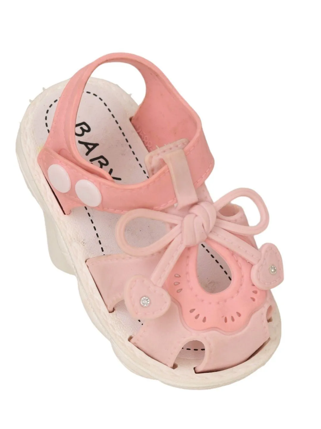 Charming Pink Bow Sandals with Glitter Accents For Girls