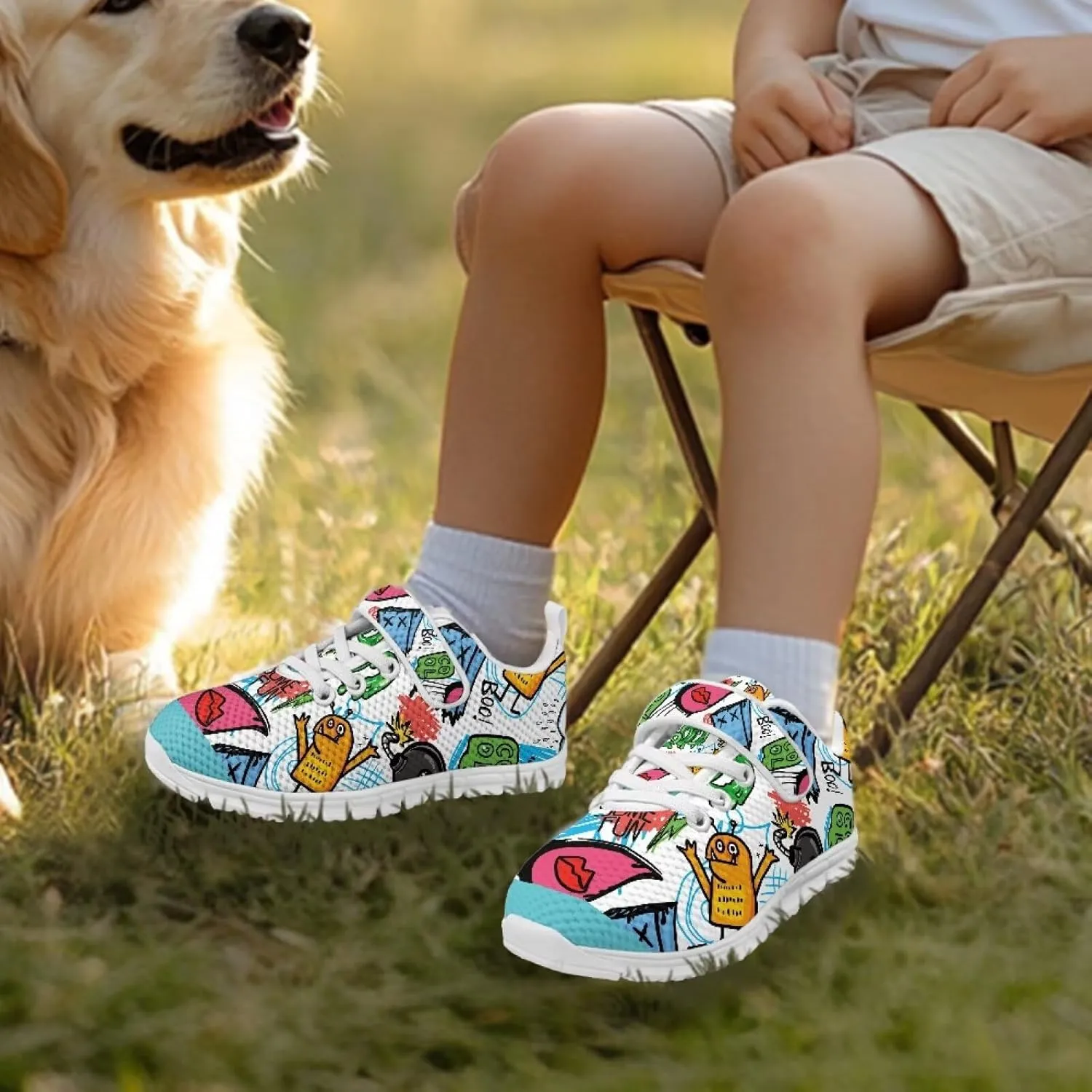 Children's Single Buckle Sneakers,Teen Spring Sports Shoes,Anti-Skid Mesh Cycling Hiking Sneakers for Boys Girls
