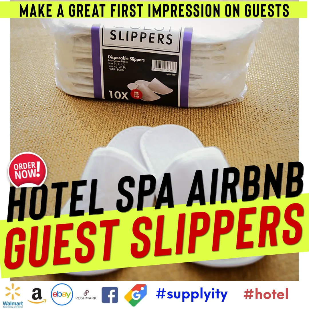 Chochili 200 Pairs Fabric Packed Non-Woven Disposable Hotel Slippers for Airbnb Spa Wedding Guests Adult Men Women Size 10-11, White