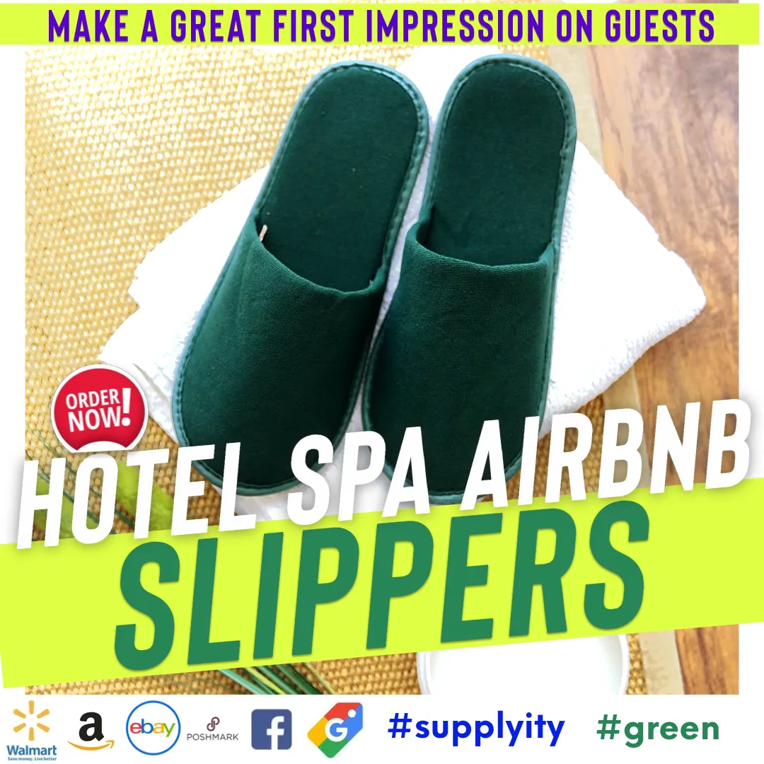Chochili Blue 10 Pairs Fabric Packed Terry Cotton Disposable Hotel Slippers for Airbnb Spa Wedding Guests Adult Men Women Size 10-11