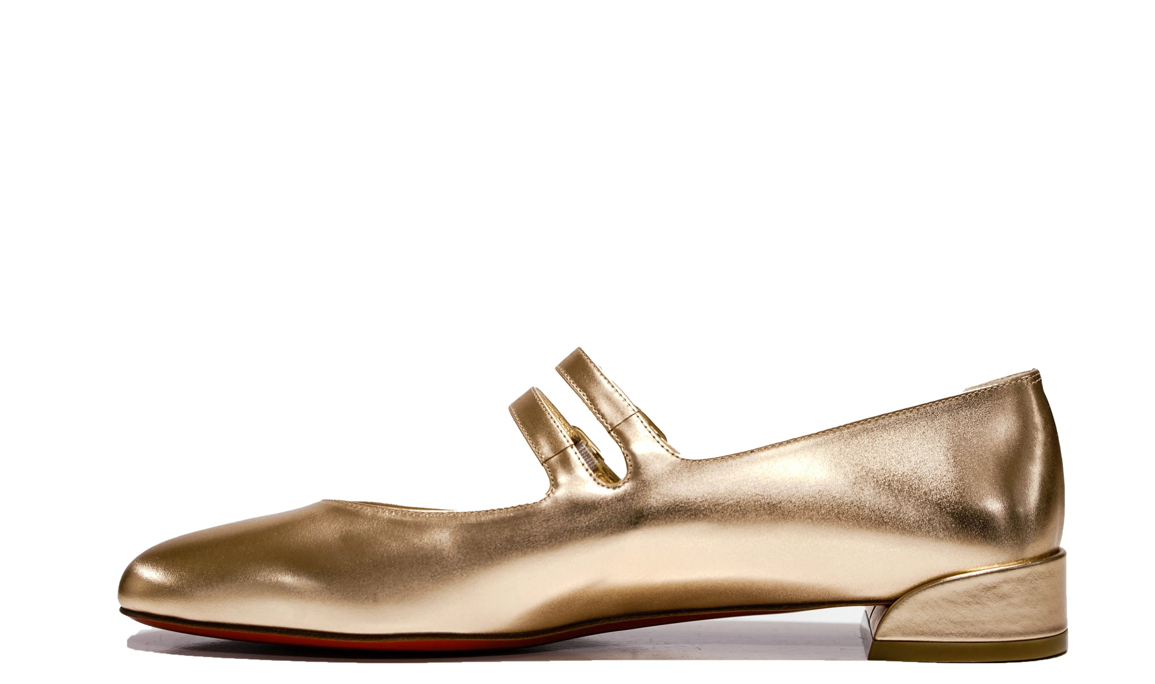 Christian Louboutin Women's leather Metallic Rose Mary Jane Flats 40% OFF
