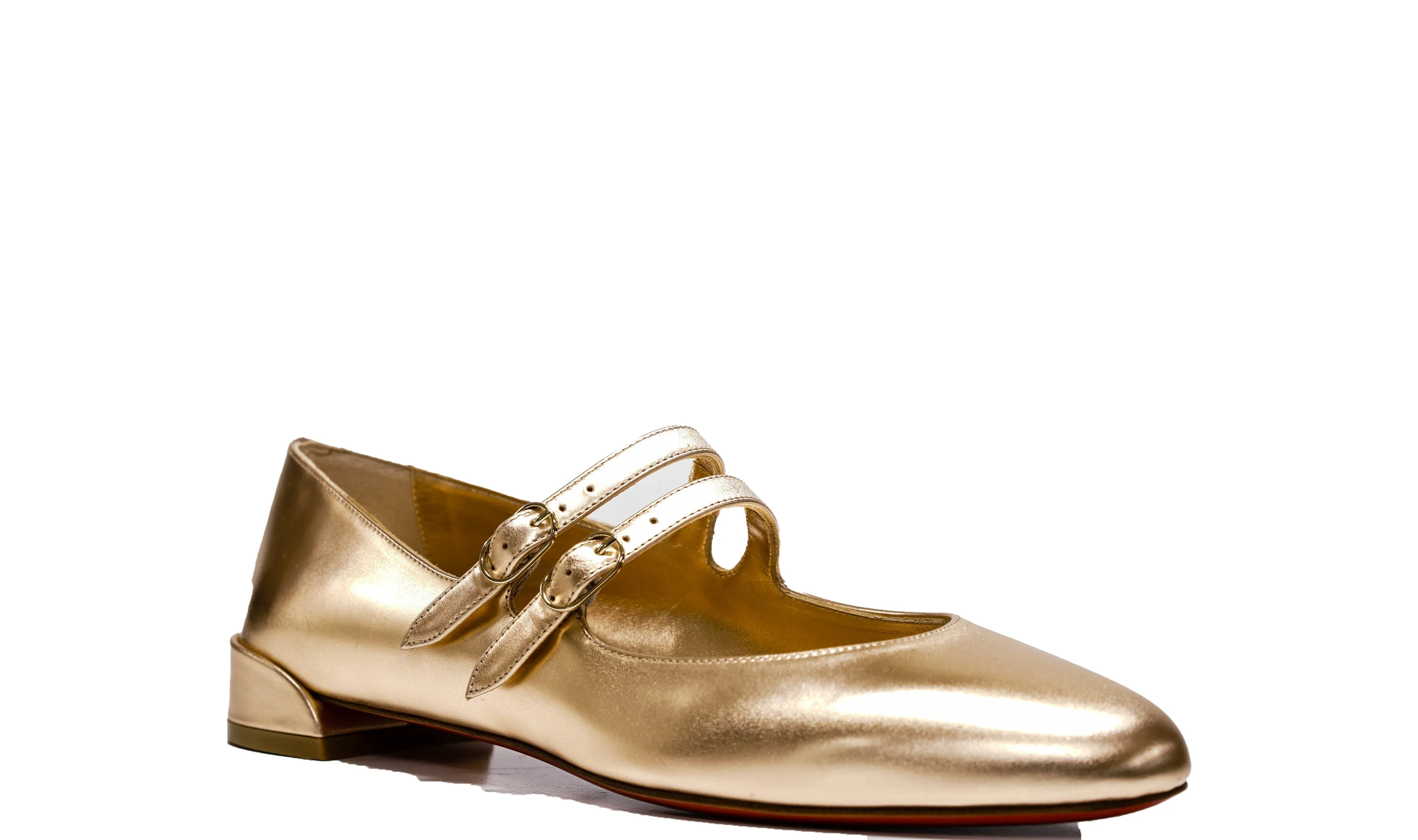 Christian Louboutin Women's leather Metallic Rose Mary Jane Flats 40% OFF