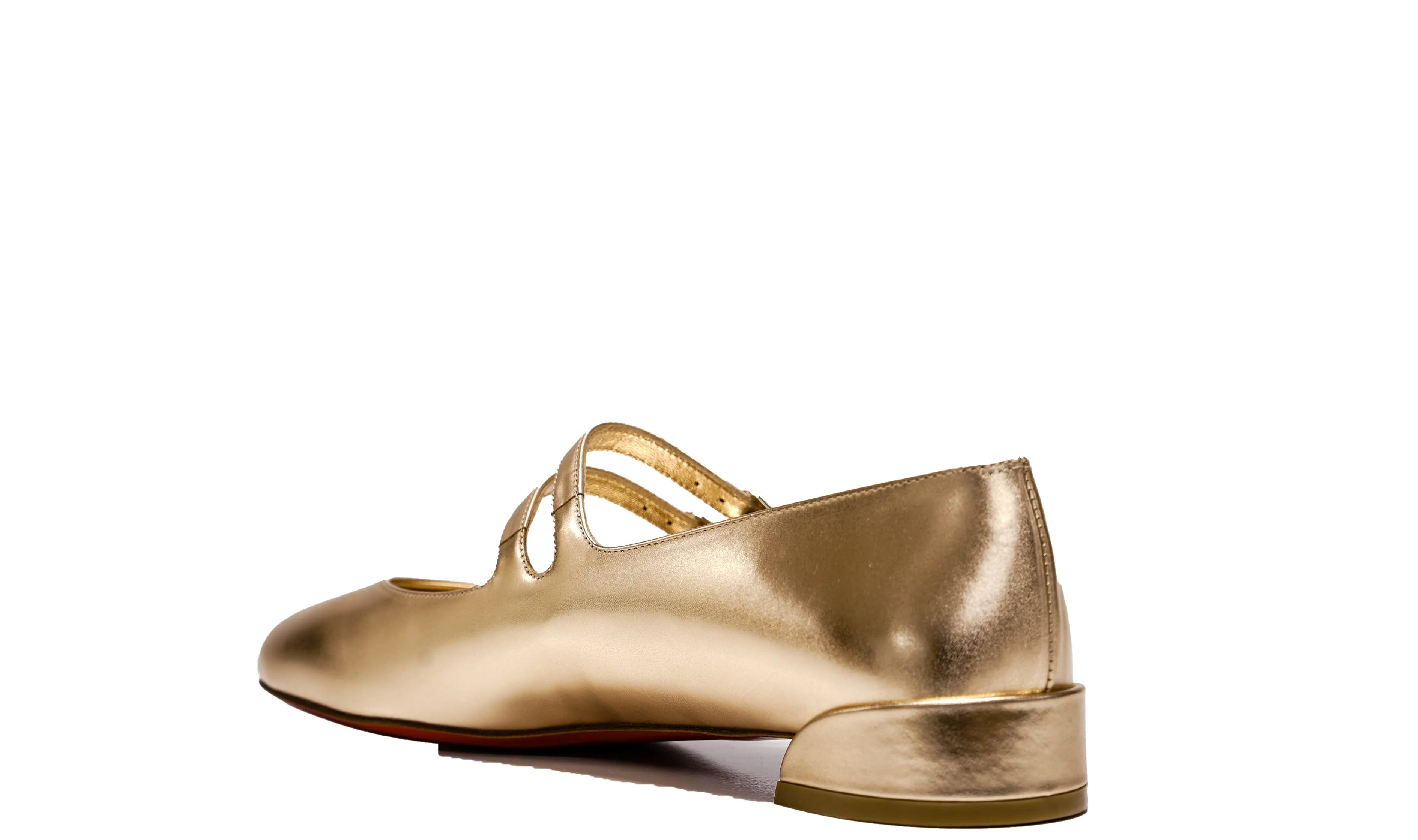 Christian Louboutin Women's leather Metallic Rose Mary Jane Flats 40% OFF