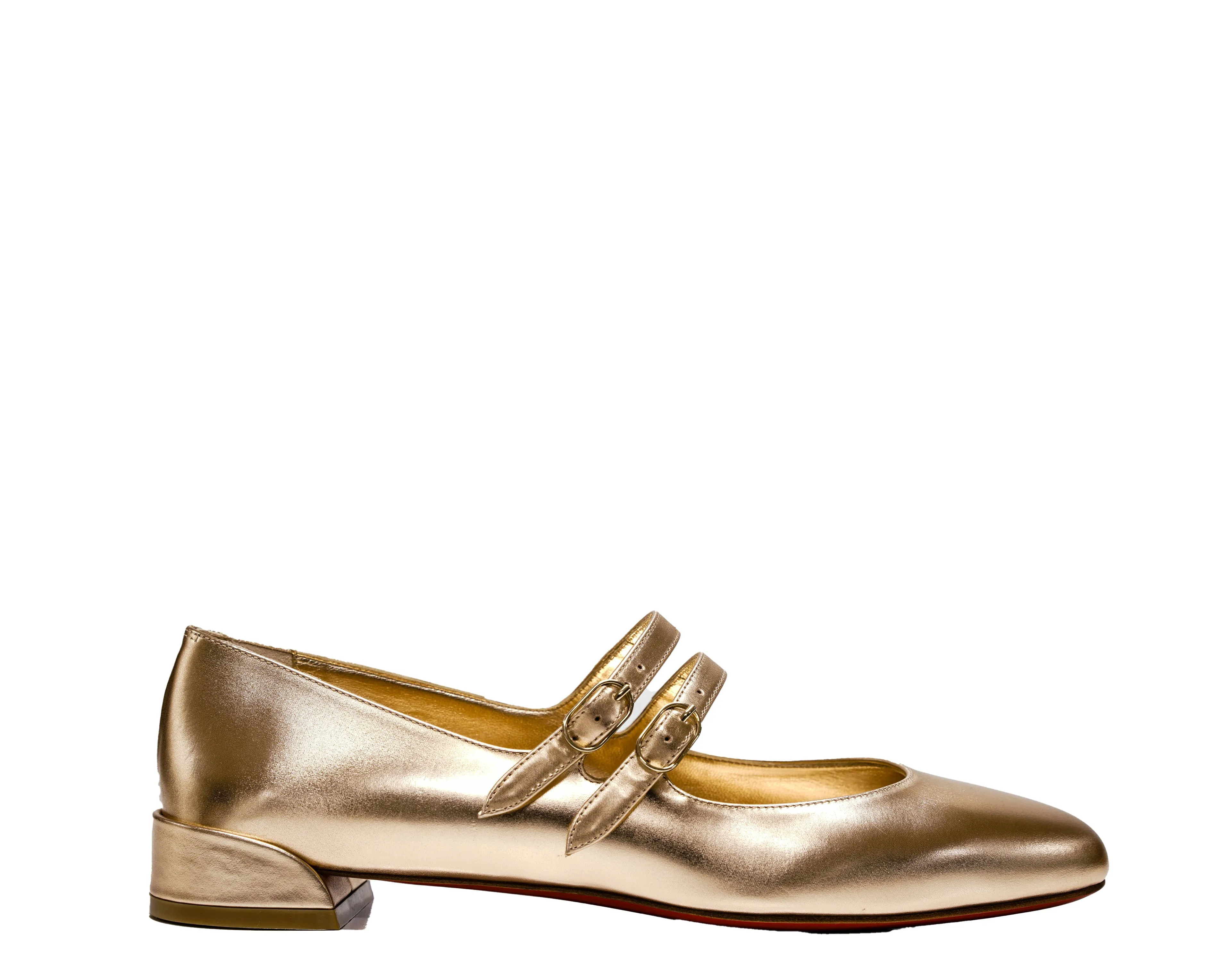 Christian Louboutin Women's leather Metallic Rose Mary Jane Flats 40% OFF