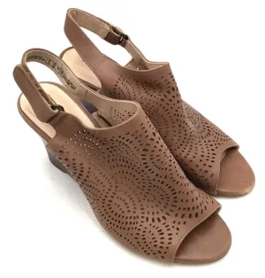 Clarks Women's Tan Wedge Slingback Heels - Size 7.5