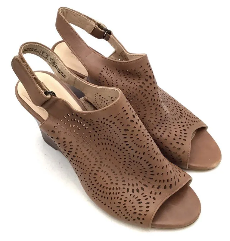 Clarks Women's Tan Wedge Slingback Heels - Size 7.5