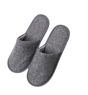 Closed Toe Cotton linen slippers - Grey