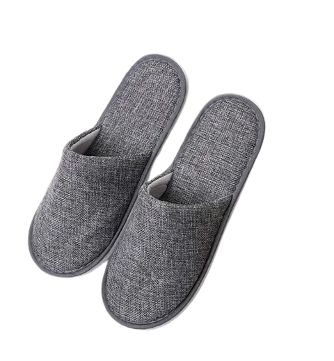 Closed Toe Cotton linen slippers - Grey