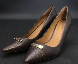 Coach Women's Brown Pointed Toe Kitten Pump Heels - Size 8.5B