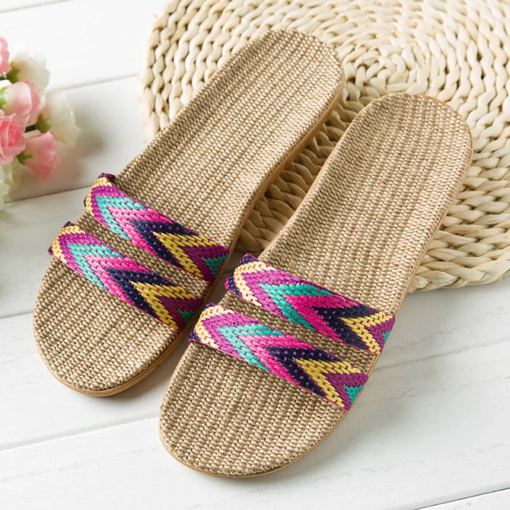 Colored Cross Belt Casual Home Slippers