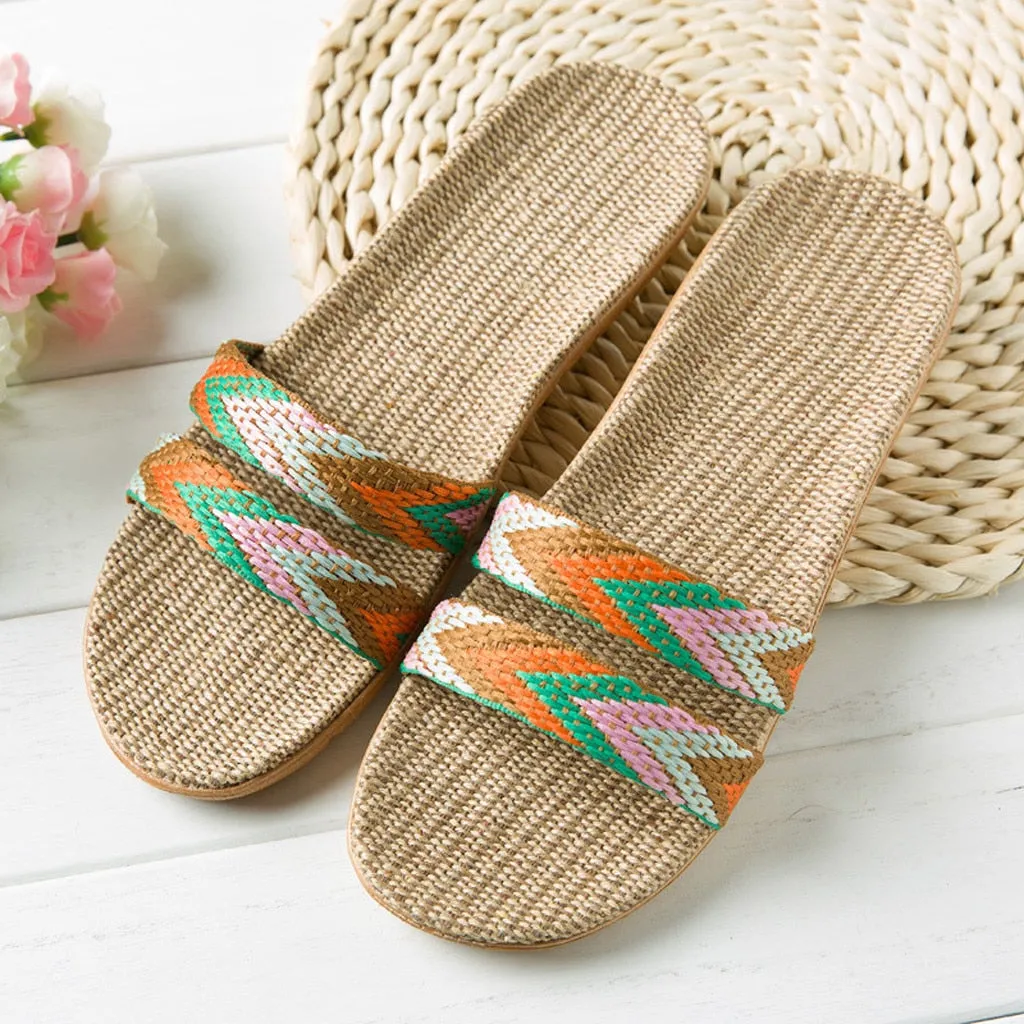 Colored Cross Belt Casual Home Slippers