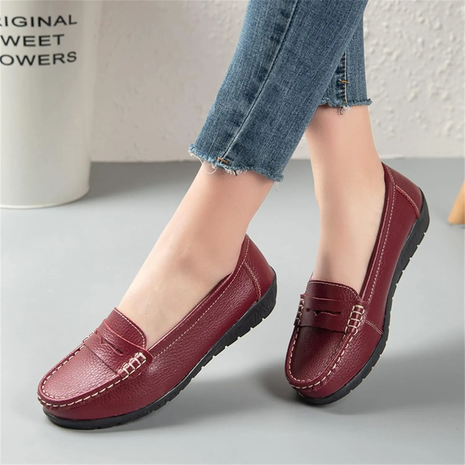Comfortable Casual Flats Shoes Flat Casual Single Color Shoes Women's Solid Loafers Comfortable Dress Flats