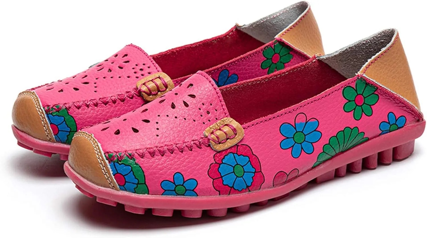 Comfortable Dressy Flats Shoes for Women Leather Flat Casual Printed Women's Loafers Single Womens Pointed Toe Flats Knit