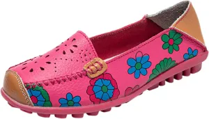 Comfortable Dressy Flats Shoes for Women Leather Flat Casual Printed Women's Loafers Single Womens Pointed Toe Flats Knit
