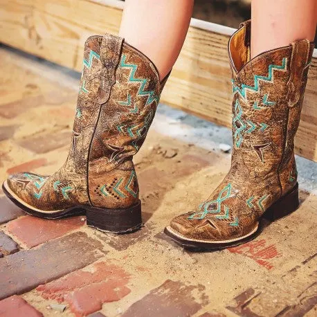 Corral Bronze Turquoise Teen Boot E1052