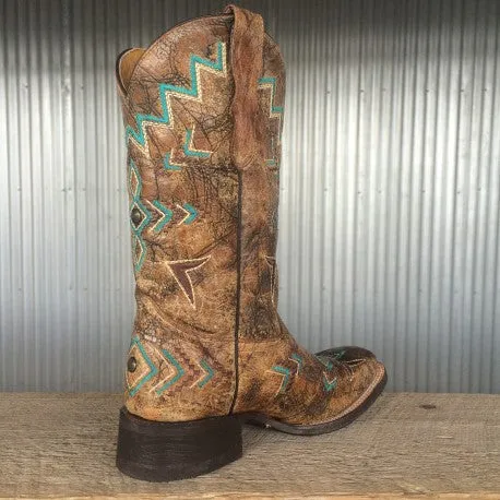 Corral Bronze Turquoise Teen Boot E1052